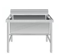TINGMIAN Lavello Industriale Grande Vasca Singola, Lavello Servizio Indipendente Acciaio Inossidabile for Lavanderia, Cucina E Ristorante(30 cm deep,80 * 70 * 80CM)