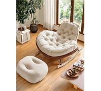 TINGMIAN Sedia A Dondolo Interni Ed Esterni Con Cuscino Imbottito,Comoda Sedia Dondolo Grandi Dimensioni For Soggiorno, Patio, Veranda, Camera Letto(Brown)