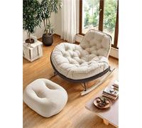 TINGMIAN Sedia A Dondolo Interni Ed Esterni Con Cuscino Imbottito,Comoda Sedia Dondolo Grandi Dimensioni For Soggiorno, Patio, Veranda, Camera Letto(Gray)
