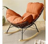 TINGMIAN Sedia Dondolo Esterno Rattan Reclinabile con Cuscino Imbottito, Sedia Dondolo Giardino for Camera Letto, Soggiorno, Patio, Veranda, Giardino Terrazza Prato(Orange)