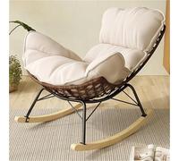 TINGMIAN Sedia Dondolo Esterno Rattan Reclinabile Con Cuscino Imbottito, Sedia Dondolo Giardino for Camera Letto, Soggiorno, Patio, Veranda, Giardino, Terrazza, Prato(Beige)