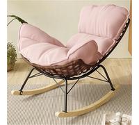 TINGMIAN Sedia Dondolo Esterno Rattan Reclinabile con Cuscino Imbottito, Sedia Dondolo Giardino for Camera Letto, Soggiorno, Patio, Veranda, Giardino Terrazza Prato(Pink)