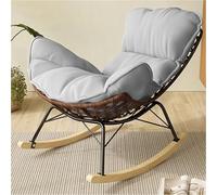 TINGMIAN Sedia Dondolo Esterno Rattan Reclinabile con Cuscino Imbottito, Sedia Dondolo Giardino for Camera Letto, Soggiorno, Patio, Veranda, Giardino Terrazza Prato(Grey)