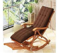 TINGMIAN Sedia Dondolo Pieghevole Legno Sdraio Reclinabile Regolabile con Braccioli E Cuscino Massaggiante Piedi, Sedia Sdraio Esterni For Patio, Prato E Giardino(Brown)