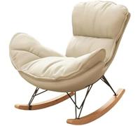 TINGMIAN Sedia Dondolo Soggiorno Sedia Dondolo Reclinabile con Cuscino Imbottito, Sedie Dondolo Patio Grandi Dimensioni for Balcone, Veranda Anteriore, Giardino, Soggiorno, Camera Letto(OFF White)