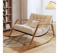 TINGMIAN Sedie Dondolo Giardino Grandi Dimensioni con Poltrona Con Schienale Alto Sedie A Dondolo Con Supporto Da 180Kg Salotto Moderno Con Struttura In Ferro For Soggiorno, Camera Letto(White,Gold)