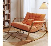 TINGMIAN Sedie Dondolo Giardino Grandi Dimensioni con Poltrona Con Schienale Alto Sedie A Dondolo Con Supporto Da 180Kg Salotto Moderno Con Struttura In Ferro For Soggiorno, Camera Letto(Orange,Gold)
