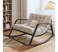 TINGMIAN Sedie Dondolo Giardino Grandi Dimensioni con Poltrona Con Schienale Alto Sedie A Dondolo Con Supporto Da 180Kg Salotto Moderno Con Struttura In Ferro For Soggiorno, Camera Letto(Grey,Negro)