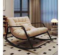 TINGMIAN Sedie Dondolo Giardino Grandi Dimensioni con Poltrona Con Schienale Alto Sedie A Dondolo Con Supporto Da 180Kg Salotto Moderno Con Struttura In Ferro For Soggiorno, Camera Letto(White,Negro)