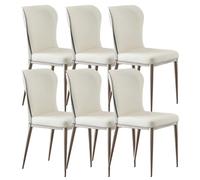 TINGMIAN Set di 6 sedie laterali da cucina in pelle e microfibra, ergonomiche, robuste gambe in acciaio al carbonio, sedie per sala da pranzo, ufficio, salotto, cucina, camera da letto (dea bianca)