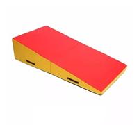 TINGMIAN Tappetino Ginnastica Pieghevole Yoga For Esercizi All'aperto con Forma Cuneo Formaggio Inclinato for, Palestra Casa Con Manico(Red yellow,150x75x38cm)