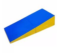 TINGMIAN Tappetino Ginnastica Pieghevole Yoga For Esercizi All'aperto con Forma Cuneo Formaggio Inclinato for, Palestra Casa Con Manico(Blue yellow,150x75x38cm)