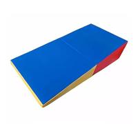 TINGMIAN Tappetino Ginnastica Pieghevole Yoga For Esercizi All'aperto con Forma Cuneo Formaggio Inclinato for, Palestra Casa Con Manico(Blue yellow red,120x60x35cm)