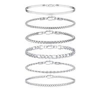 TINGN 5/6/8 pezzi bracciale in acciaio inox da uomo in argento bracciali per uomo fune cubana ro catena set di gioielli regalo per uomini lui padre fidanzato marito, Acciaio inossidabile
