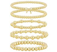 TINGN 5 bracciali da donna in oro 14 carati, placcati in oro da 14 carati, a doppio cerchio, a croce, a forma di cuore, a forma di onda, regolabile, alla moda, per donna e donna, Rame