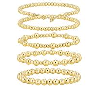 TINGN 5 bracciali da donna in oro 14 carati, placcati in oro da 14 carati, a doppio cerchio, a croce, a forma di cuore, a forma di onda, regolabile, alla moda, per donna e donna, Rame