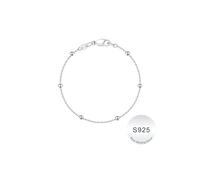 TINGN Bracciale da donna in argento Sterling 925, da 3 mm, con perle in argento, sottile, per donne, fidanzate, ragazze, 6.5 in