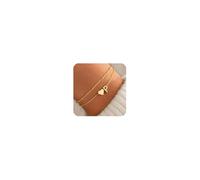 TINGN Bracciale da donna in oro 14 carati, placcato oro 14 carati, a forma di cuore, personalizzato, con lettere, monogramma, alfabeto, da donna, in oro, idea regalo per donne, fidanzate e ragazze