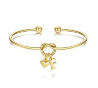 TINGN Bracciale da donna in oro - regalo di San Valentino, con lettere dalla A alla Z, bracciale con nodo d'amore, regalo personalizzato per donne, ragazze, fidanzate, San Valentino, 70 mm