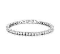 TINGN Bracciale da tennis da donna in argento placcato oro 14 carati, elegante e classico, 3 mm, rotondo levigato, idea regalo per donne, 19 cm, Rame