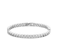 TINGN Bracciale da tennis da donna in argento placcato oro 14 carati, elegante e classico, 3 mm, rotondo levigato, idea regalo per donne, 16,5 cm, Rame