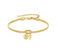 TINGN Bracciale dorato per donne e ragazze, bracciale con nodo placcato oro 18 carati con lettere, ciondolo a cuore personalizzato, nodo d'amore, bracciali, damigella d'onore, regalo per donne e