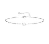 TINGN Bracciale in argento dorato per ragazze e donne - 18 carati oro bianco placcato oro bianco petite sottili iniziali braccialetto con lettere bracciali personalizzabili regali alla moda per donne