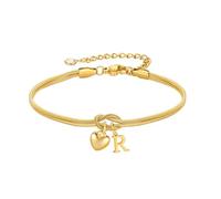 TINGN Bracciale in oro per donne e ragazze - Bracciale in oro 18 carati placcato in oro con lettere, ciondolo a forma di cuore personalizzato, braccialetti con nodo d'amore, regalo per donne