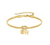 TINGN Bracciale in oro per donne e ragazze - Bracciale in oro 18 carati placcato in oro con lettere, ciondolo a forma di cuore personalizzato, braccialetti con nodo d'amore, regalo per donne