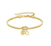 TINGN Bracciale in oro per donne e ragazze - Bracciale in oro 18 carati placcato in oro con lettere, ciondolo a forma di cuore personalizzato, braccialetti con nodo d'amore, regalo per donne