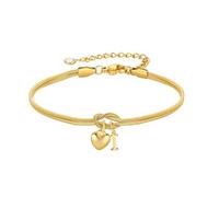 TINGN Bracciale in oro per donne e ragazze - Bracciale in oro 18 carati placcato in oro con lettere, ciondolo a forma di cuore personalizzato, braccialetti con nodo d'amore, regalo per donne
