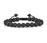 TINGN Bracciale in pietra lavica, 8 mm, con occhio di tigre, in pietra lavica, per alleviare lo stress, per yoga, ansia, aromaterapia, bracciale curativo per uomini e donne, 7"+2"