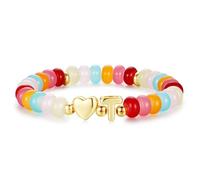 TINGN Braccialetti di perline colorate per donne e ragazze braccialetto di perline colorato fatto a mano con ciondolo a cuore e lettere bracciali impilabili regali per donne, adolescenti e ragazze