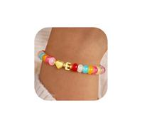 TINGN Braccialetti di perline colorate per donne e ragazze braccialetto di perline colorato fatto a mano con ciondolo a cuore e lettere bracciali impilabili regali per donne, adolescenti e ragazze