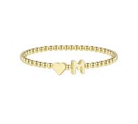 TINGN Braccialetti in oro per donne e ragazze, placcato oro 14 carati, braccialetto a cuore con iniziale A-Z, braccialetti elastici personalizzati con monogramma, regali di compleanno, 6.5 Zoll