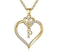 TINGN Catena con Lettera Collana da Donna, Iniziale CZ Catena con Ciondolo a Cuore Oro da Donna Iniziale P Collana Gioielli Donna Regali per Donne Fidanzata Ragazze Catena con Lettera da Collane Donne