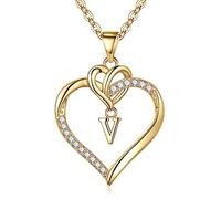 TINGN Catena con Lettera Collana da Donna, Iniziale CZ Catena con Ciondolo a Cuore Oro da Donna Iniziale V Collana Gioielli Donna Regali per Donne Fidanzata Ragazze Catena con Lettera da Collane Donne