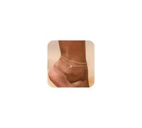 TINGN Cavigliera da donna - Cavigliera placcata oro 14 carati con lettera ragazza multi fila con piccolo cuore per donne estive spiaggia cavigliera regalo per donne fidanzate