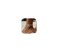 TINGN Cavigliera da donna, con perle colorate, a forma di cuore, con lettere, stile boho, realizzata a mano, in oro, multifila, impermeabile, ideale per donne e ragazze