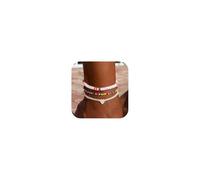 TINGN Cavigliera da donna - fatta a mano boho colorata cavigliera da donna regolabile doppia cavigliera da spiaggia set accessori per donne adolescenti ragazze gioielli regalo, Ottone