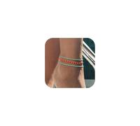 TINGN Cavigliera da donna - fatta a mano boho colorata cavigliera da donna regolabile doppia cavigliera da spiaggia set accessori per donne adolescenti ragazze gioielli regalo