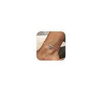 TINGN Cavigliera da donna - fatta a mano boho colorata cavigliera da donna regolabile doppia cavigliera da spiaggia set accessori per donne adolescenti ragazze gioielli regalo