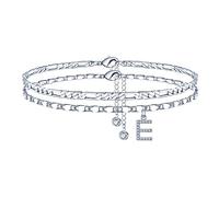 TINGN Cavigliera da donna, placcata in oro 14 carati/Silebr CZ cavigliera regolabile doppia cavigliera stabile per donna ragazza figlia fidanzata regalo, 8.5 inches