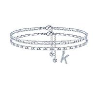 TINGN Cavigliera da donna, placcata in oro 14 carati/Silebr CZ cavigliera regolabile doppia cavigliera stabile per donna ragazza figlia fidanzata regalo, 8.5+2 inches or 21.5+5 cm
