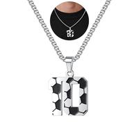 TINGN Collana con ciondolo a forma di numero 1-20, in acciaio inossidabile, per uomo, ragazzo, catena color argento, gioiello alla moda per tifosi di calcio 2026, Coppa del Mondo UEFA Cup The Premier