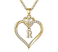 TINGN Collana con Iniziali a Cuore per Donne e Ragazze, Ciondolo A-Z Placcato in Oro 14K, Gioielli Delicato per Adolescenti Regali