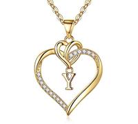 TINGN Collana con Lettera a Cuore da Donna, Collana iniziale in Oro Placcato in Oro 14K con Lettera Y Collana Personalizzata da Donna Regali di Compleanno e Natale per Donne Ragazze Mamma Fidanzata