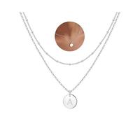 TINGN Collana con lettere da donna e ragazza, placcata in oro 14 carati, doppio lato inciso, da donna, con lettere, a strati, 14"+2"/16"+2", Oro, Non pietra preziosa