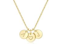 TINGN Collana da donna a forma di cuore, in oro 14 carati, placcata in oro 14 carati, con lettere, gioielli da donna, per ragazze, compleanni, festa della mamma, regali personalizzati per donne