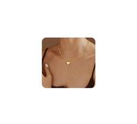 TINGN Collana da donna con ciondolo a forma di cuore, placcato oro 14 carati, con ciondolo a forma di cuore, elegante, alla moda, per donne e ragazze, Rame